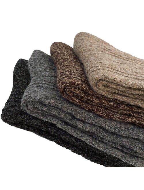 Lovely Annie Women's 4 Pairs Pack Fashion Soft Wool Crew Socks Size 6-9 AHR1613-4P4C-1(Grey, Dark Grey, Tan, Coffee)