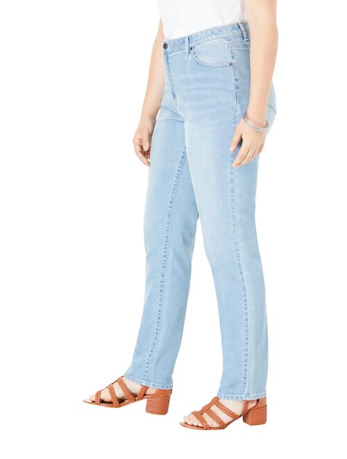 Roaman's Women's Plus Size Tall Straight-Leg Jean With Invisible Stretch Jean