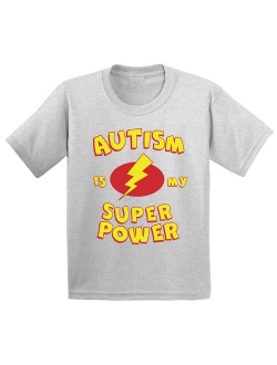 Youth Autism Is My Super Power Graphic Youth Kids T-shirt Tops Autism Awareness