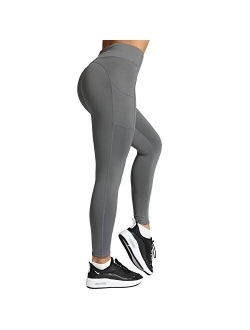 Meetjoy High Waisted Yoga Pants with Pockets for Women - Tummy Control Workout Leggings