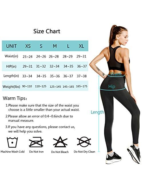 Meetjoy High Waisted Yoga Pants with Pockets for Women - Tummy Control Workout Leggings