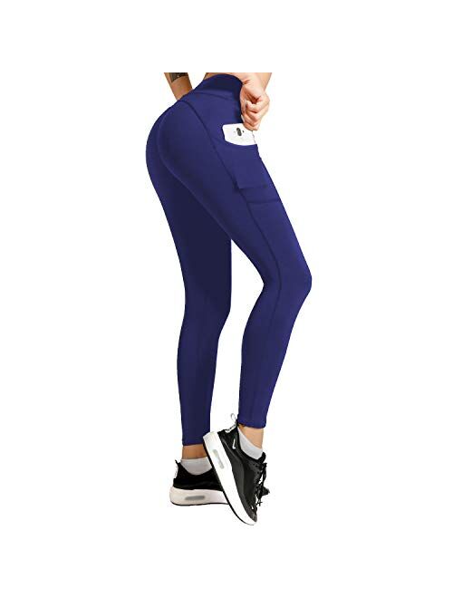 Meetjoy High Waisted Yoga Pants with Pockets for Women - Tummy Control Workout Leggings