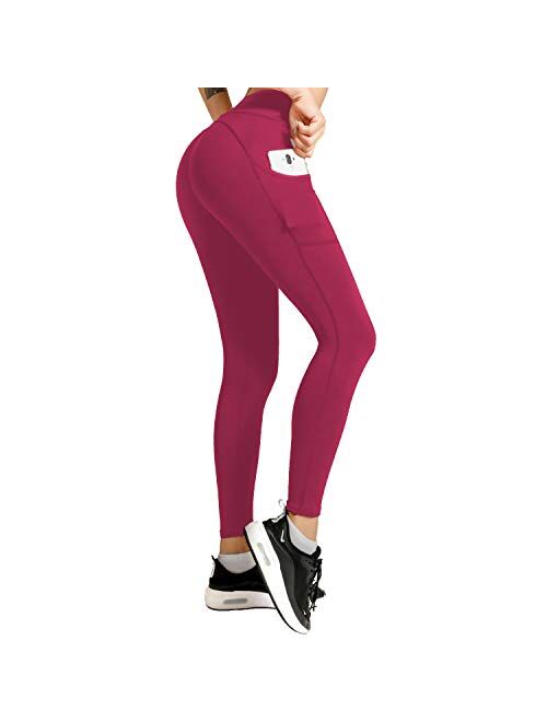 Meetjoy High Waisted Yoga Pants with Pockets for Women - Tummy Control Workout Leggings