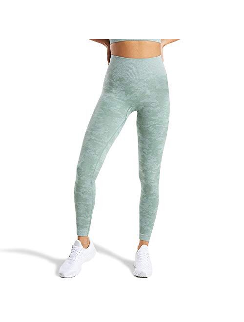 WodoWei Womens High Waisted Camo Seamless Leggings 7/8 Length Workout Yoga Pants