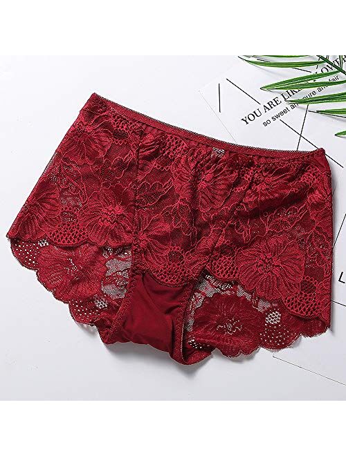 Pholeey Womens Underwear Sexy Lace Underwear High Waisted Ladies Brief Panties for Women 5-Pack