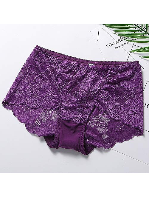 Pholeey Womens Underwear Sexy Lace Underwear High Waisted Ladies Brief Panties for Women 5-Pack