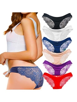 Kingfung 3-6 Pack Women's Invisible Seamless Bikini Underwear Half Back Coverage Panties