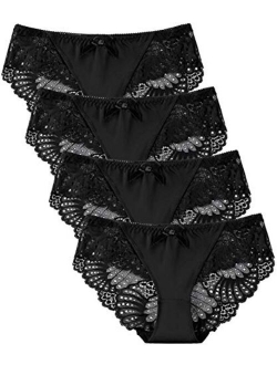 Panties Underwear Hipster Panties Sexy Lace Briefs for Women (4 Pack)