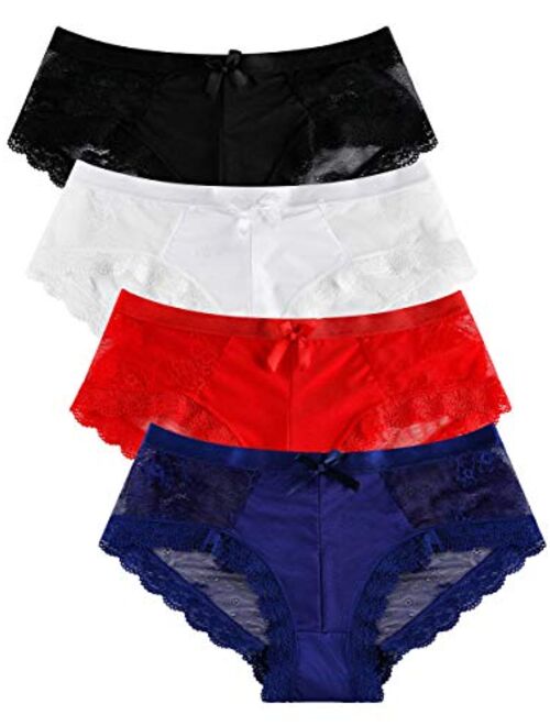 Panties Underwear Hipster Panties Sexy Lace Briefs for Women (4 Pack)