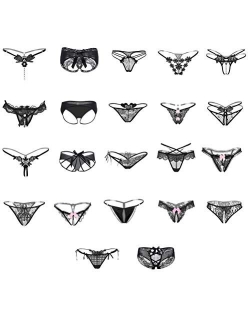 Nightaste Womens Lace Charming Thong Panties Pack of 6pcs Stretchy Lingerie G-String Underwear