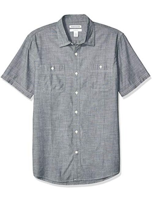 Amazon Essentials Men's Slim-fit Short-Sleeve Chambray Shirt