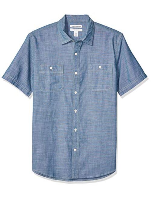 Amazon Essentials Men's Slim-fit Short-Sleeve Chambray Shirt