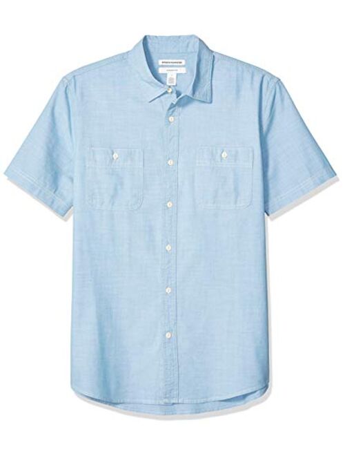 Amazon Essentials Men's Slim-fit Short-Sleeve Chambray Shirt