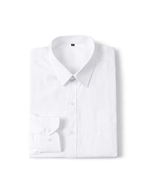 Beninos Men's Slim Fit Solid Point Collar Button Down Dress Shirts