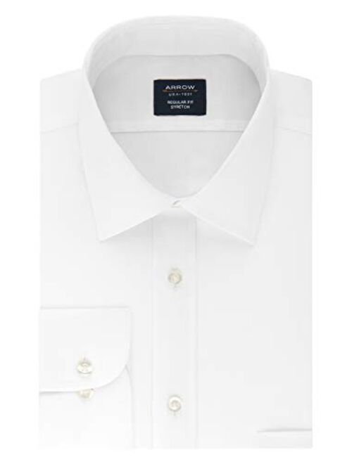 Arrow Men's Dress Shirt Regular Fit Stretch Poplin Solid