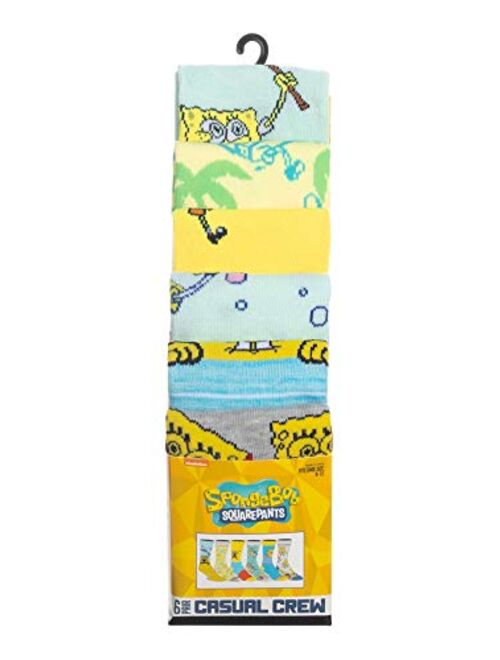 Spongebob Squarepants 6 Pair Mens Crew Socks