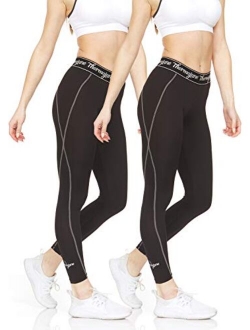 Thermajane Women Compression Pants - Athletic Tights- Leggings for Yoga, Running, Workout and Sports (Large, Navy)