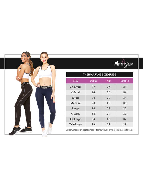 Thermajane Women Compression Pants - Athletic Tights- Leggings for Yoga, Running, Workout and Sports (Large, Navy)