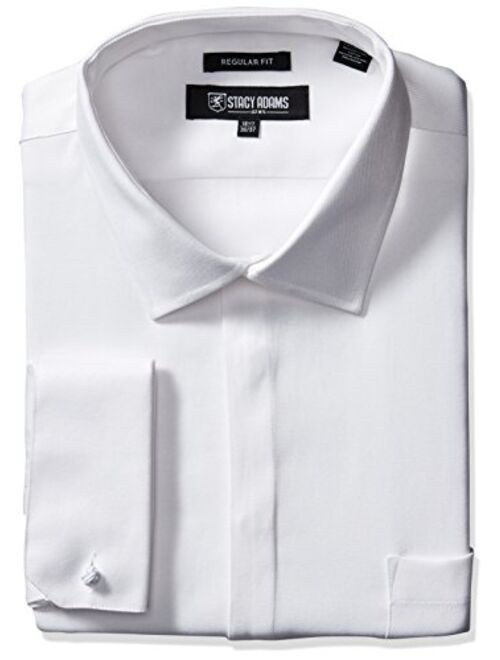 STACY ADAMS Men's Big and Tall Textured Solid Dress Shirt With French Cuff