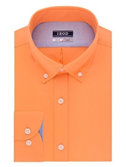 Men's Slim Fit Solid Button Down Collar Dress Shirt