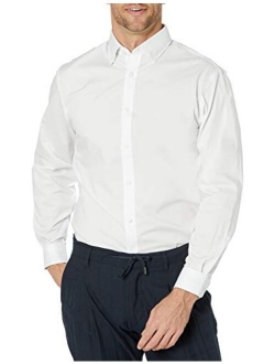 Men's Slim Fit Solid Button Down Collar Dress Shirt