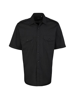 Premier Mens Short Sleeve Pilot Plain Work Shirt