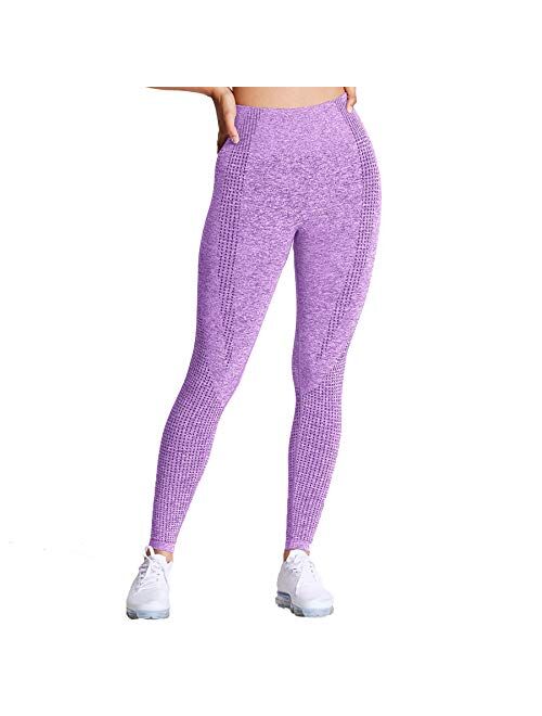 Aoxjox Women's High Waist Workout Gym Vital Seamless Leggings Yoga Pants