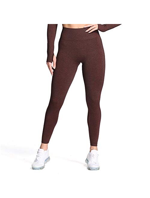 Aoxjox Women's High Waist Workout Gym Vital Seamless Leggings Yoga Pants