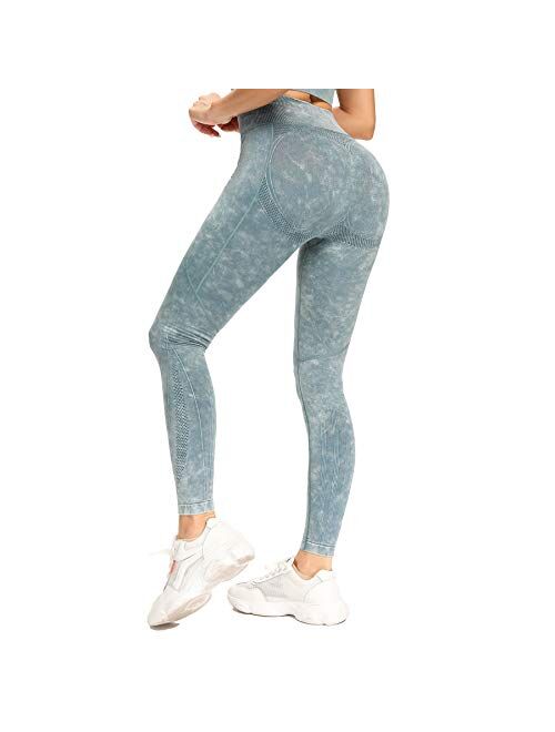 Aoxjox Women's High Waist Workout Gym Vital Seamless Leggings Yoga Pants