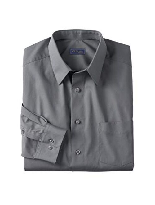 KS Signature by Kingsize Men's Big and Tall No Hassle Long-Sleeve Grey Dress Shirt