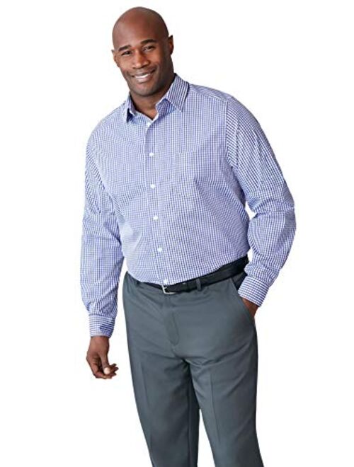 KS Signature by Kingsize Men's Big and Tall No Hassle Long-Sleeve Grey Dress Shirt