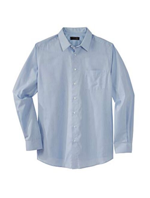 KS Signature by Kingsize Men's Big and Tall No Hassle Long-Sleeve Grey Dress Shirt