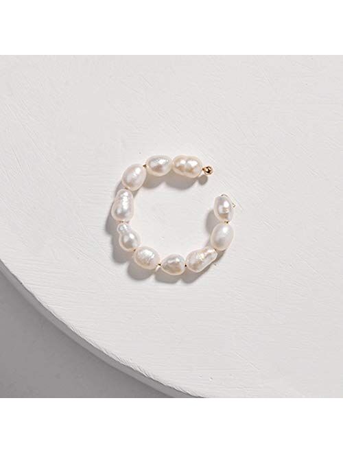 Moepapa Pearl Hoop Earrings Ear Cuff no piercing 2pacs Set