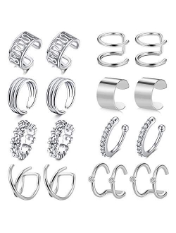 LAURITAMI CZ Fake Cartilage Earring Stainless Steel Faux Ear Cuff Huggie Piercing Non Pierced Ear Clip for Women Girls