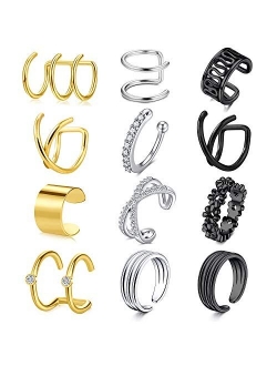 LAURITAMI CZ Fake Cartilage Earring Stainless Steel Faux Ear Cuff Huggie Piercing Non Pierced Ear Clip for Women Girls