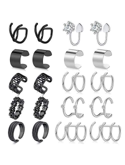 LAURITAMI CZ Fake Cartilage Earring Stainless Steel Faux Ear Cuff Huggie Piercing Non Pierced Ear Clip for Women Girls