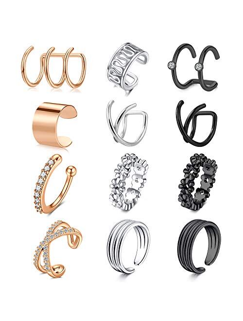 LAURITAMI CZ Fake Cartilage Earring Stainless Steel Faux Ear Cuff Huggie Piercing Non Pierced Ear Clip for Women Girls