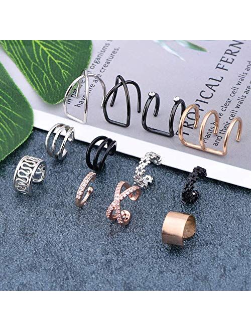 LAURITAMI CZ Fake Cartilage Earring Stainless Steel Faux Ear Cuff Huggie Piercing Non Pierced Ear Clip for Women Girls