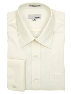 Modena Mens Regular & Contemporary (Slim) Fit French Cuff Solid Dress Shirt Colors