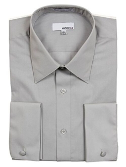 Modena Mens Regular & Contemporary (Slim) Fit French Cuff Solid Dress Shirt Colors