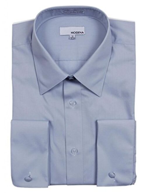 Modena Mens Regular & Contemporary (Slim) Fit French Cuff Solid Dress Shirt Colors