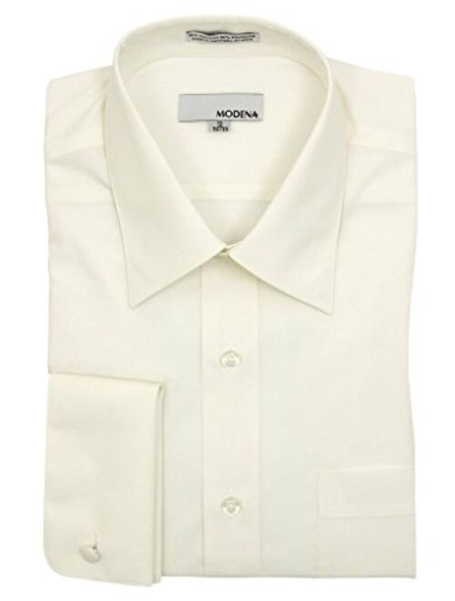 Modena Mens Regular & Contemporary (Slim) Fit French Cuff Solid Dress Shirt Colors