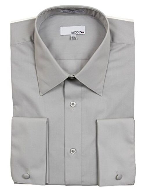 Modena Mens Regular & Contemporary (Slim) Fit French Cuff Solid Dress Shirt Colors