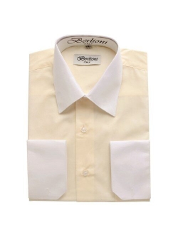 Italy Men's Two Toned Convertible Dress Shirts with French Cuffs