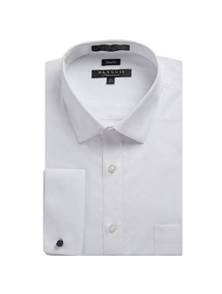 Marquis Men's Slim Fit Dress Shirt French Cuff Spread Collar Solid (Cufflinks Included)