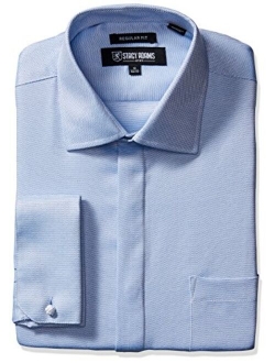 Men's Textured Solid Dress Shirt With French Cuff