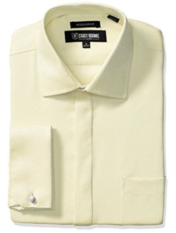 Men's Textured Solid Dress Shirt With French Cuff