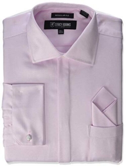 Men's Textured Solid Dress Shirt With French Cuff