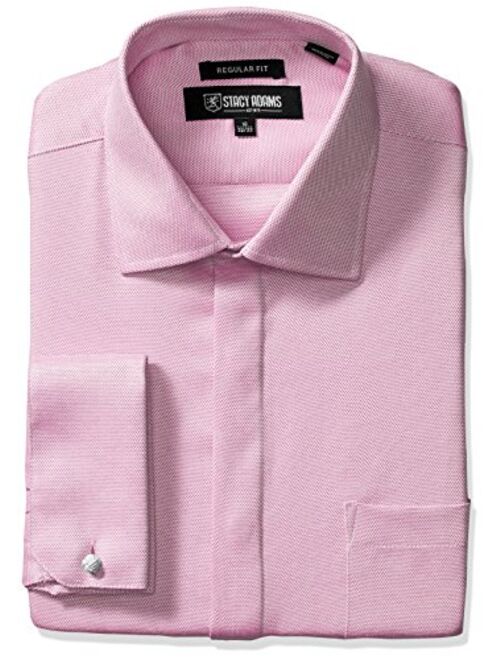 STACY ADAMS Men's Textured Solid Dress Shirt With French Cuff