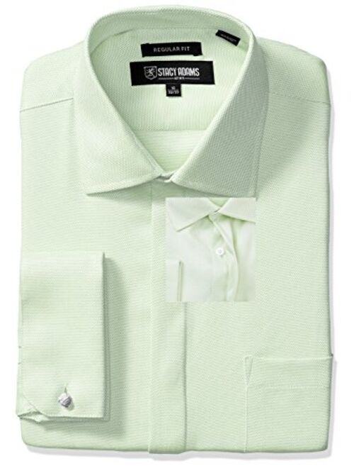 STACY ADAMS Men's Textured Solid Dress Shirt With French Cuff